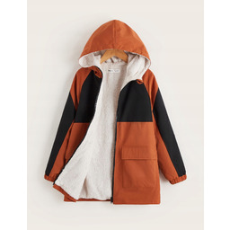 Kurtka Chłopięca Płaszcz Przejściowy Z Kapturem Casual Shein