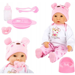 Lalka z akcesoriami Marie Smoczek Ubranka Sztućce Butelka