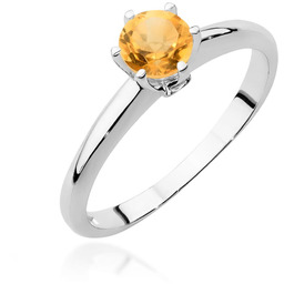Złoty pierścionek Cytryn 0,50ct białe złoto pr. 585