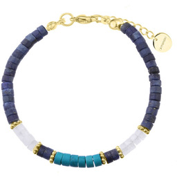 Złota bransoletka damska lapis lazuli, turkus, kryształ górski