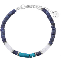 Srebrna bransoletka damska lapis lazuli, turkus, kryształ górski