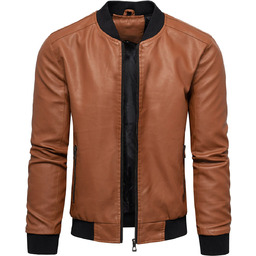 Kurtka męska skórzana brązowa z stójką Recea
