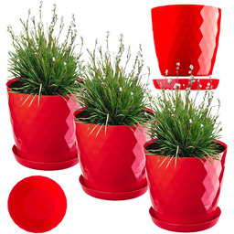 Doniczki na kwiaty z podstawkami Amily 20cm czerwony