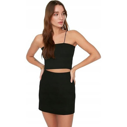 Trendyol Spódnica Mini Prosta Bawełniana Czarna 38 Mqi