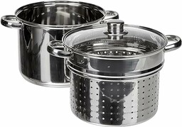 Crealys 504626 garnek do makaronu ze szklaną pokrywką,