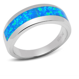 Srebrny Pierścionek z Niebieskim Opalem