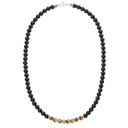 Naszyjnik męski z bursztynem i czarnym turmalinem biżuteria