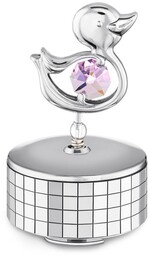Pozytywka Kaczka Swarovski Różowa Z Grawerem