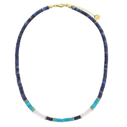 Złoty naszyjnik damski z lapisem lazuli, turkusem