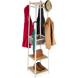 Relaxdays Wieszak na ubrania, 3 półki i 8