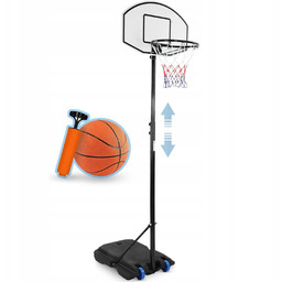 Czarny Regulowany Wolnostojący Kosz Do Koszykówki Z Kółkami