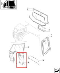 SZYBA PRZEDNIA DOLNA LEWA NEW HOLLAND CASE 82001923