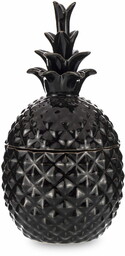 Figurka ceramiczna ananas czarna z pokrywką 19x10x10cm 152478