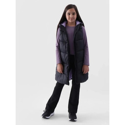 Bezrękawnik puchowy długi dla dziewczynek 4F 4FJWAW24TVJAF130-20S Czarny