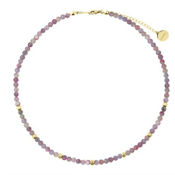 Damski naszyjnik z różowymi turmalinami złote wykończenie stal