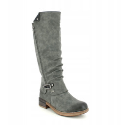 RIEKER SZARE KOWBOJKI KOZAKI Z MARSZCZENIAMI PODESZWA BEŻOWA