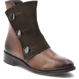 Maciejka Brązowe Botki Eleganckie Skórzane Buty Damskie