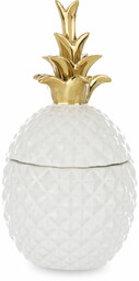 Figurka ceramiczna ananas biało złota z pokrywką 19x10x10cm