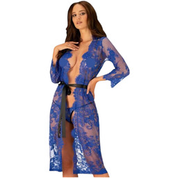 Obsessive Cobaltess - koronkowy peniuar (niebieski) - L/XL