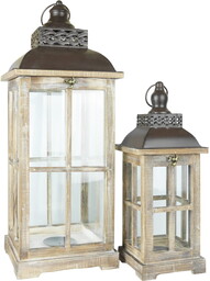 Latarnia ogrodowa lampion komplet brązowy 2szt 65/44cm 74242