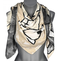 Chusta damska DUŻA 130x130 satynowa WZÓR GE-14 beżowa