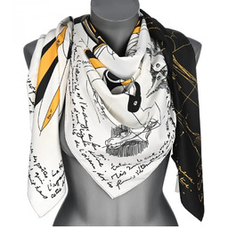 Chusta damska DUŻA 130x130 satynowa WZÓR GE-20 biało