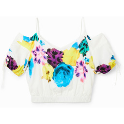 Krótka bluzka z marszczeniem i kwiatami Mr. Christian