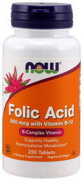 NOW Folic Acid 800mcg With Vitamin B-12 250tabs