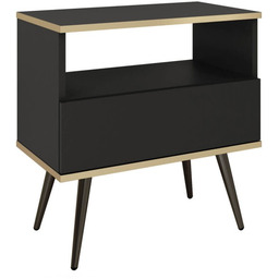 Szafka nocna ORO S-54 Czarny Czarne nogi SZYBKA