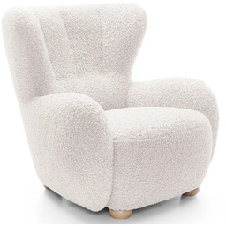 Edinos Premium Biały fotel uszak boucle do pokoju