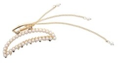 Solida Klamra do włosów z perłową aplikacją, złota