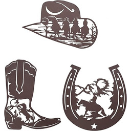 VinSees Metalowe podkowy, kowbojskie buty, kapelusz kowbojski, dekoracja