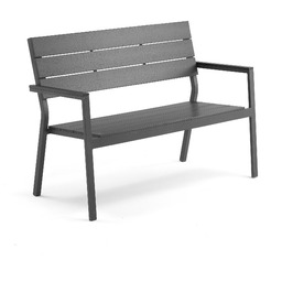 Nowoczesna ławka parkowa OPTIC, czarny aintwood, czarna rama