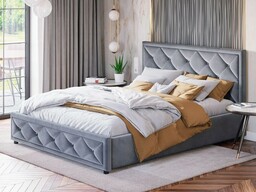 Łóżko tapicerowane z pojemnikiem LB-45P 180x200 Welur Szary