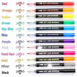 MARKERY PISAKI MAGICZNE METALICZNE MAZAKI PODWÓJNA LINIA KONTUROWE