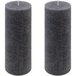 ŚWIECE STOŁOWE ANTRACYTOWE RUSTYKALNE 2 SZT 7,5x20 CM
