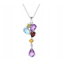 SREBRNA ZAWIESZKA 925 AMETYST TOPAZ GRANAT CYTRYN