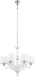 Żyrandol klasyczny NEWPORT VI stal i szkło biały