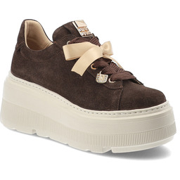 Karino Sneakersy damskie, cholewka ze skóry naturalnej welurowej