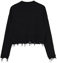 Cropp - Czarny sweter z postrzępieniami - Czarny