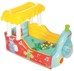 Kojec pociąg + piłki Fisher-Price, Bestway 132x94 cm