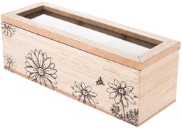 Drewniane pudełko na woreczki herbaty Meadow flowers brązowy,