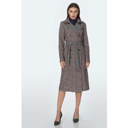 Dwurzędowy Płaszcz w Kratkę - Pepitka