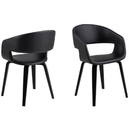 Krzesło z podłokietnikami, tapicerowane Nova (02204), ekoskóra, czarne