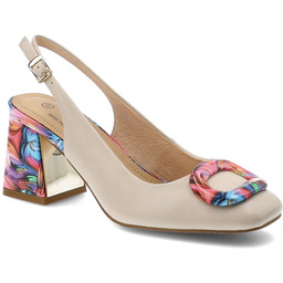 S.Barski Czółenka damskie, slingback ze skóry naturalnej