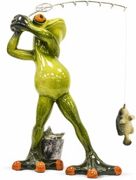 Figurka dekoracyjna żaba wędkarz 18x12x8 118554