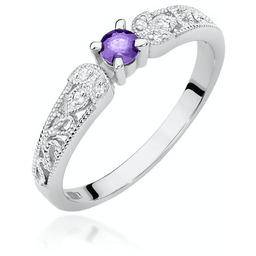 Złoty pierścionek Tanzanit 0,15ct białe złoto pr. 585