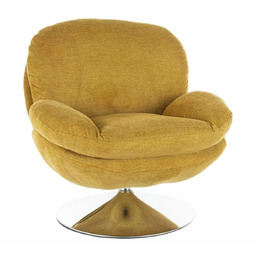 Fotel BRIGITTE BREGO obrotowy żółty curry tkanina bouclé