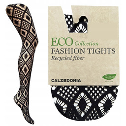 CALZEDONIA Czarne Ażurowe Rajstopy Kabaretki ECO Plecione 5038