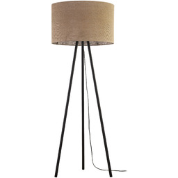 Lampa podłogowa czarna z jutowym kloszem 159cm